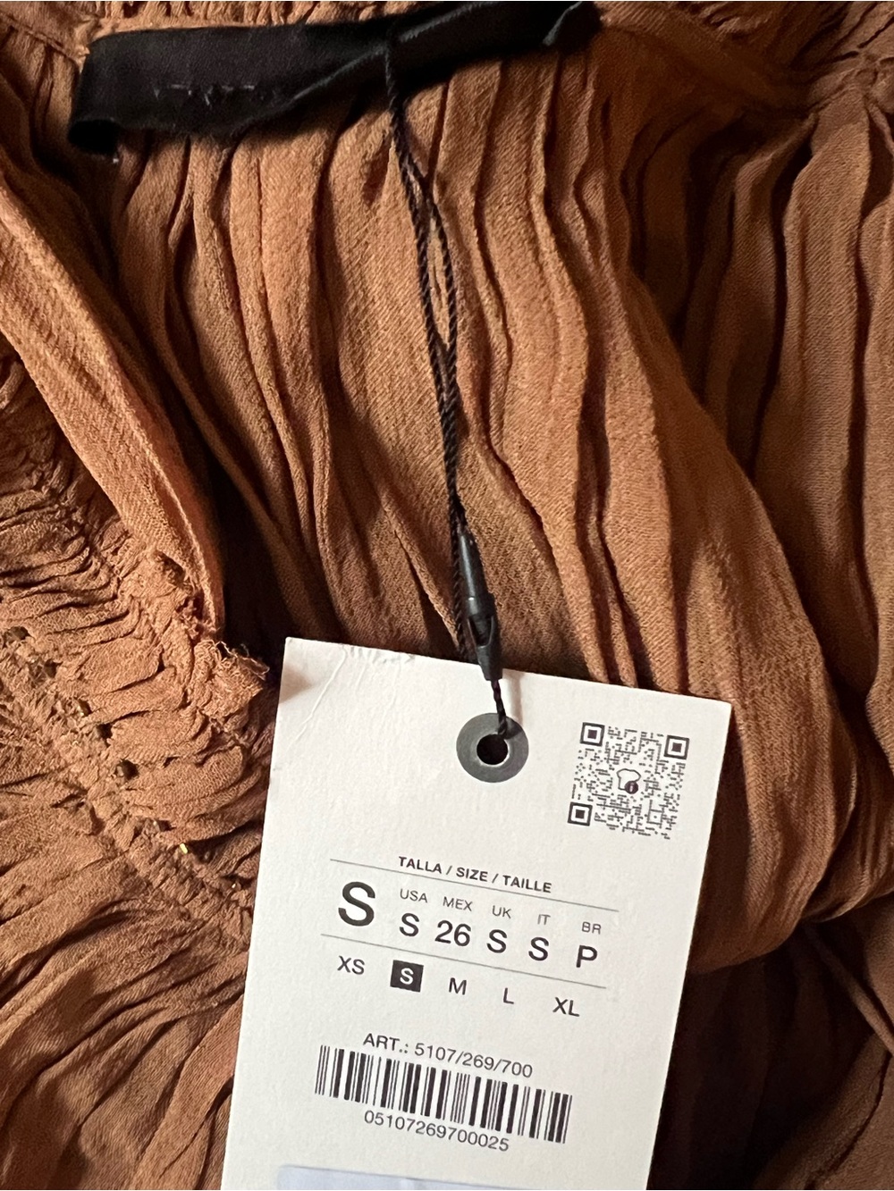 NWT Zara ZW Collection Wrinkled Embroidered Dress S - Picture 10 of 11